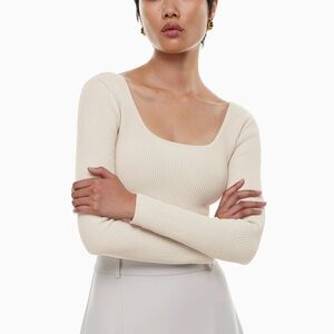 Aritzia Sculpt Knit Squareneck Cropped Longsleeve